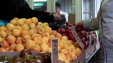 MOSCOW, - JUNE 22:
Fresh fruits  in the Farmers market. 
June 22, 2013 in Moscow, Russia. Editorial Stock Video