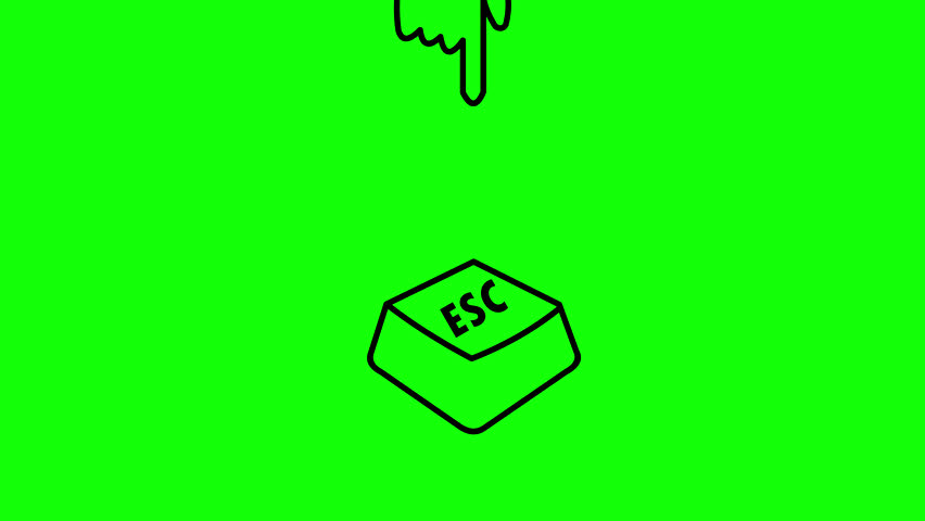 Escape Key Button Icon Animation on Green Screen, Exit Command Keyboard Symbol Motion Graphic