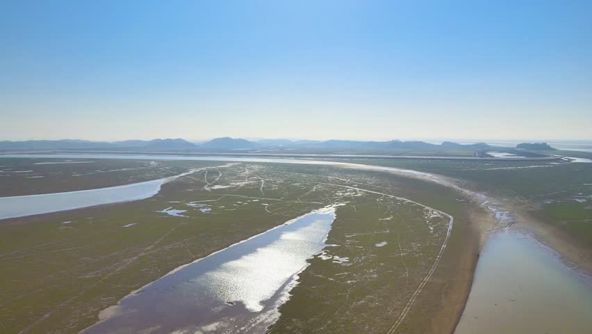 Aerial Over Poyang Lake National Nature Reserve 4K