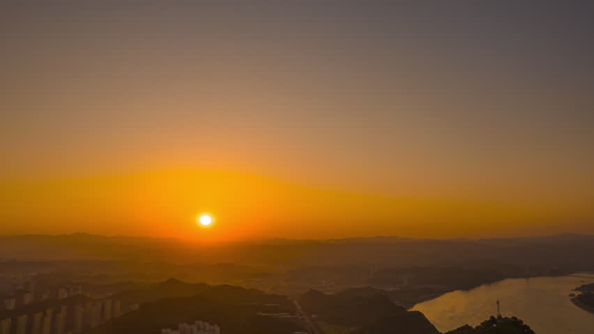 Sunset Silhouette Aerial Over Natural Landscape