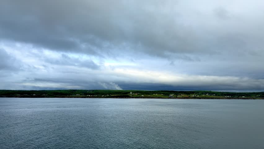 Sydney, NS Canada harbor on a cloudy day.