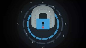 Digital padlock icon rotating with binary code data protection concept - Powered by Shutterstock - Get 15% off with code: PIKWIZARD15