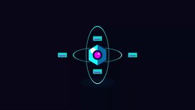 Abstract Digital Atom Model Rotating with Data UI Elements on Dark Background - Powered by Shutterstock - Get 15% off with code: PIKWIZARD15
