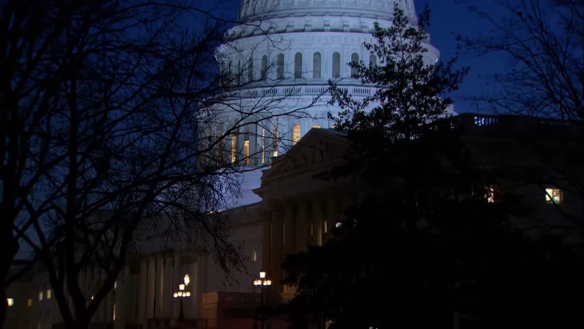 United States Capitol Building Illuminated at Night 