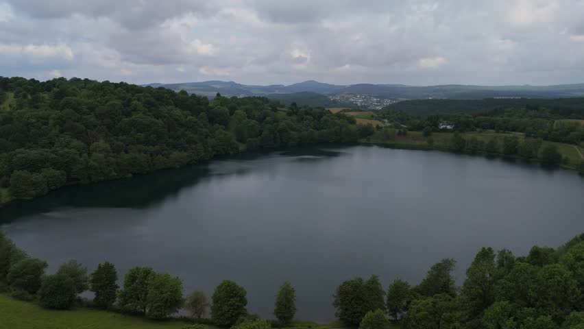 Deep Volcanic Crater Lake of Weinfelder Maar Germany