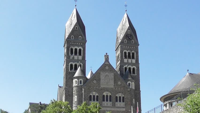 church in Clerf in Luxembourg, bells playing EU hymn