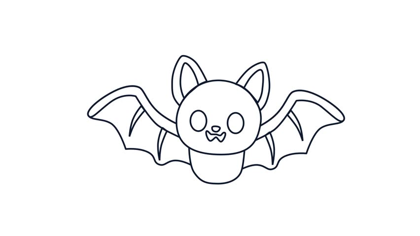Halloween Outline Bat Flying Loop Animation