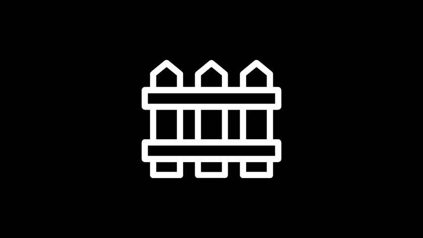 A minimalist line art illustration of a traditional picket fence, symbolizing property lines, enclosure, and protection