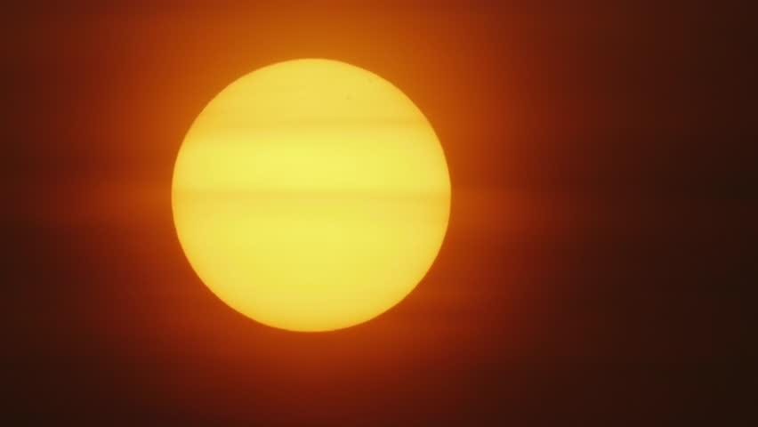 Closeup of sun in hazy Cambodia