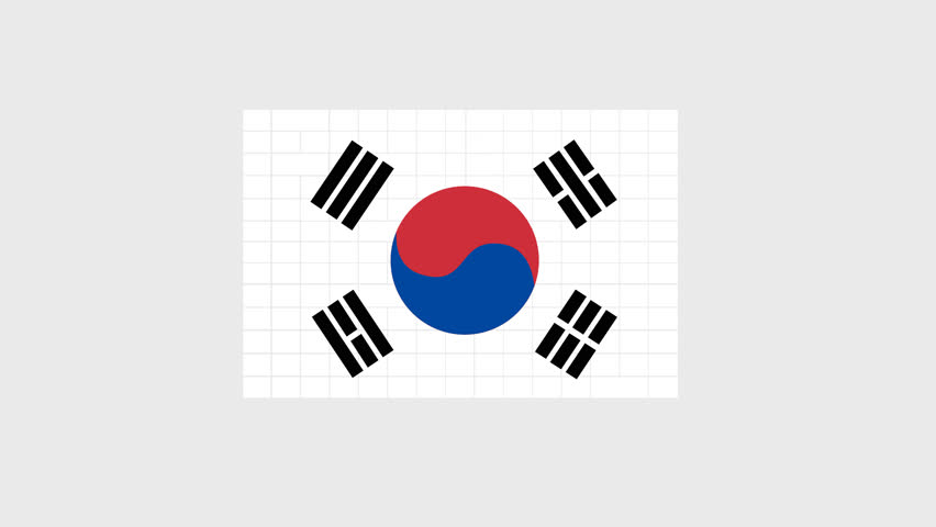South Korea national flag illustration on white background, vector graphic icon.	
