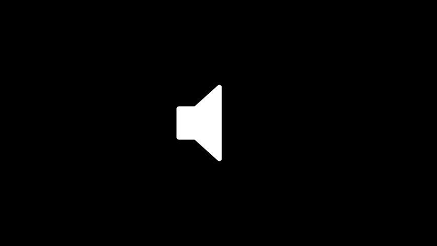 White speaker icon signaling high volume on black background.