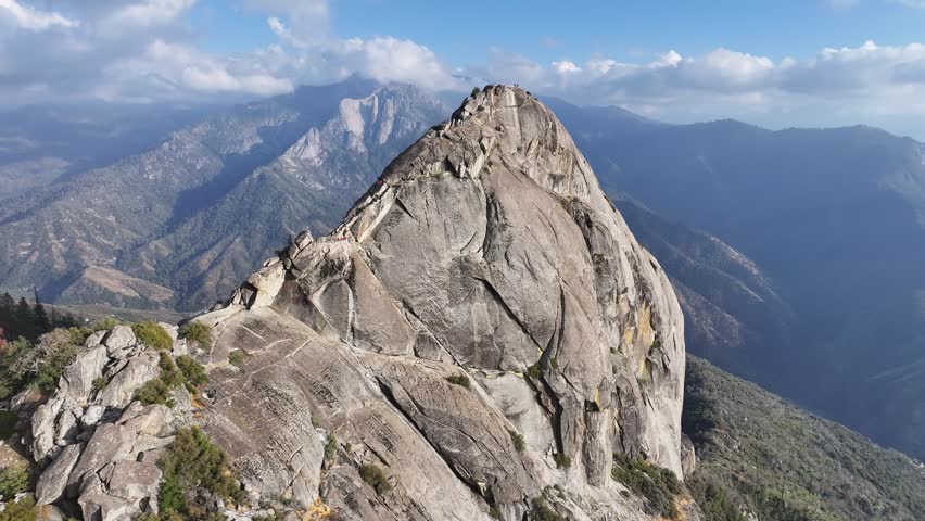 Aerial view of Moro Rock in Sequoia National Park, USA