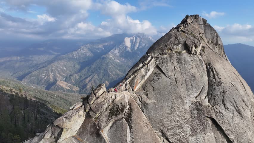 Aerial view of Moro Rock in Sequoia National Park, USA