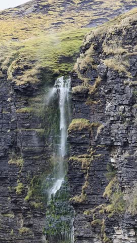 Waterfall running upwards - The Devils Chimney near Glencar Lough, Ireland