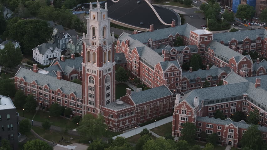 Establishing shot of Yale University. Shot on an autumn day in New Haven.