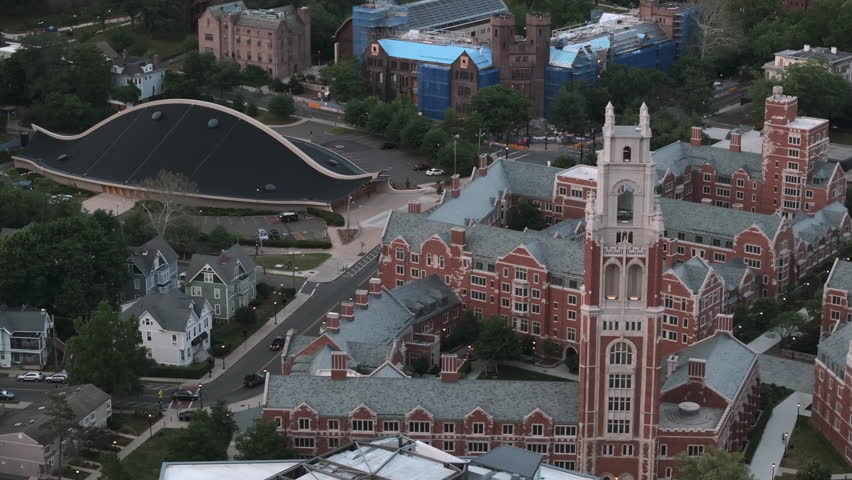 Aerial view of Yale University. Shot on an overcast summer day