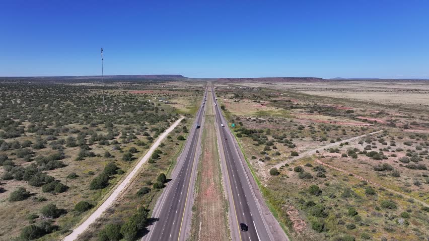 Aerial view of natural landscape of Route 66 in New Mexico,USA