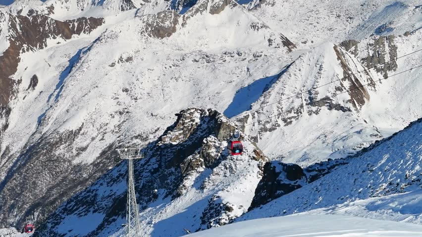 Cable car with scenic skyline landscape snow mountain view Dagu Glacier National park,China	