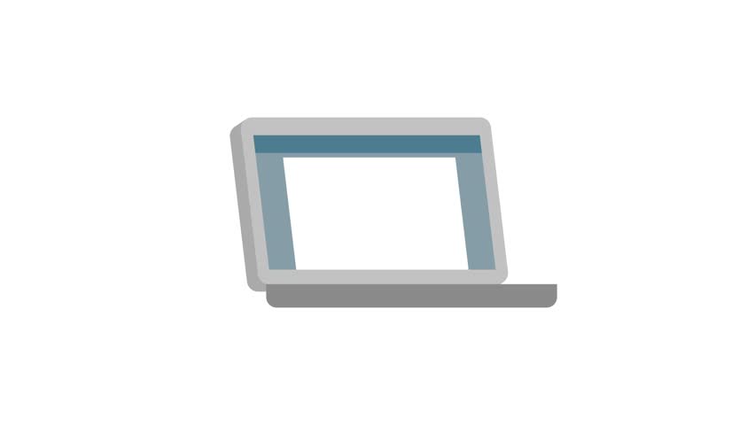 Flat illustration animation: PC screen showing document creation