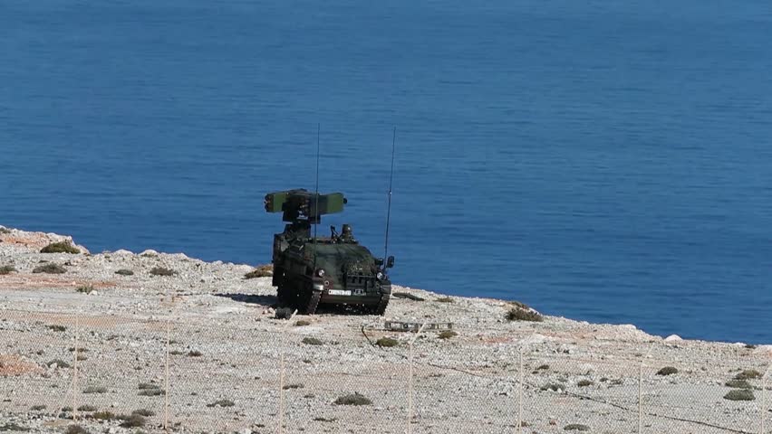 Avenger Air Defense Missile System on Military Vehicle