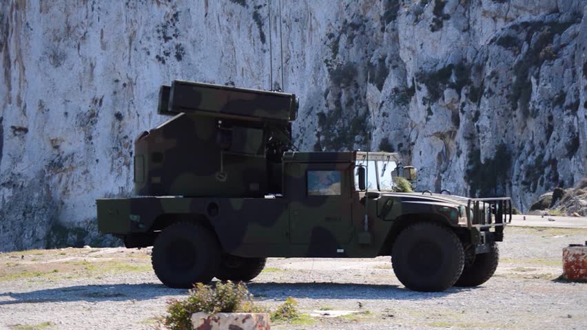 Avenger Air Defense Missile System on Military Vehicle