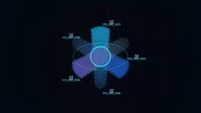 Digital holographic interface with rotating data elements and text overlay - Powered by Shutterstock - Get 15% off with code: PIKWIZARD15