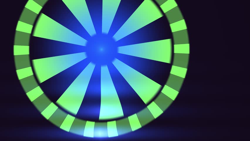Abstract Rotating Green And Blue Light Wheel Motion Graphic Background