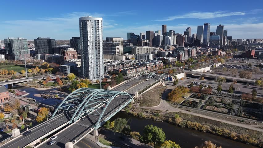 Aerial view of downtown skyline of Denver city , USA