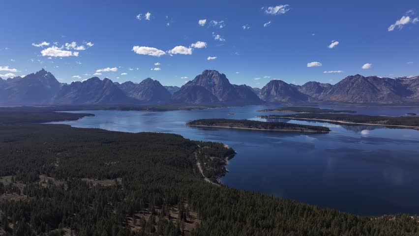 Aerial view of Jackson Lake in Grand Teton national park,USA