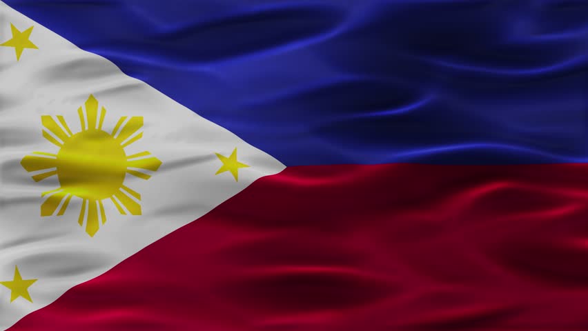 Philippine flag waving Video. Philippine flag made of satin or silk fabric. 4K Video Animation.