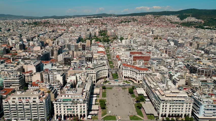 High-altitude aerial view of Thessaloniki