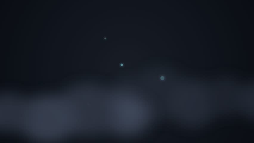 Gravestone standing still in a dark mysterious animated graveyard with glowing blue particles and swirling fog for Halloween spooky mournful death holiday digital design and eerie background content