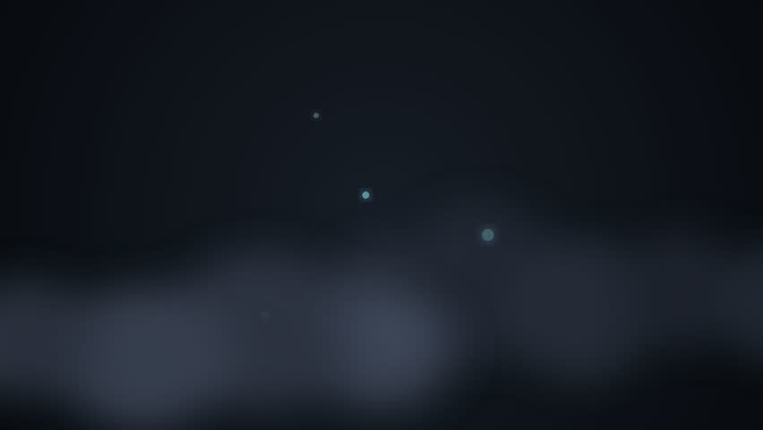 Old cracked tombstone gravestone floating and bobbing in a seamless loop on a dark foggy night with magical glowing particles for a spooky Halloween horror or sad death memorial concept