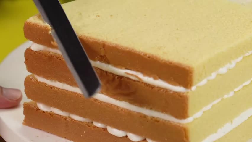 A close-up shot of a rich chocolate cake slice on a white plate.