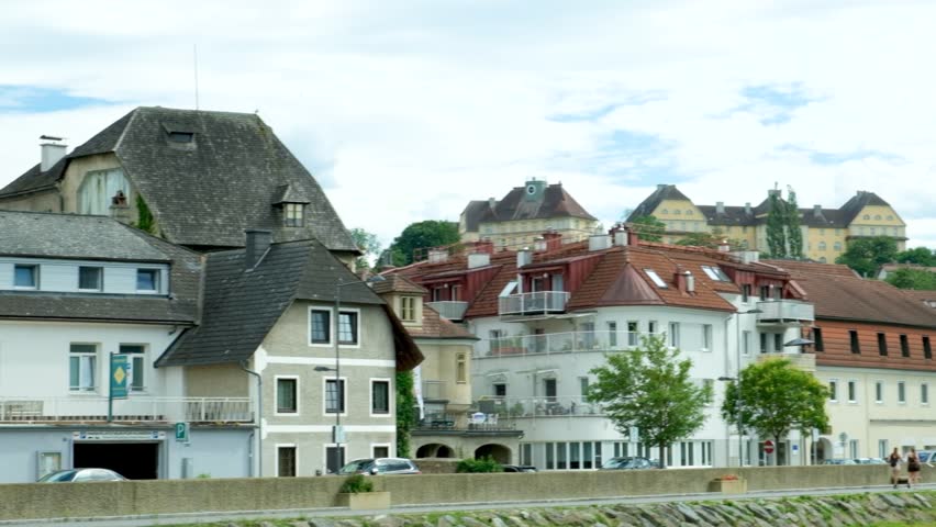 Beautiful riverside panorama of a traditional Austrian city Melk