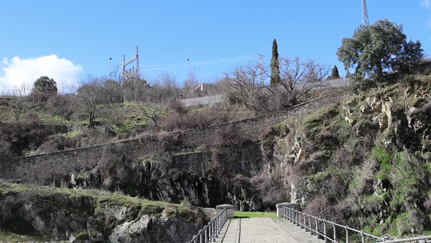 Water release, due to heavy rains, at the El Villar Dam in the province of Madrid, Spain