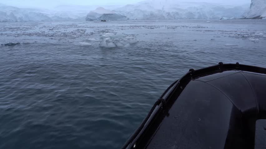 Zodiac Exploring the Antarctic Coast During an Expedition Cruise