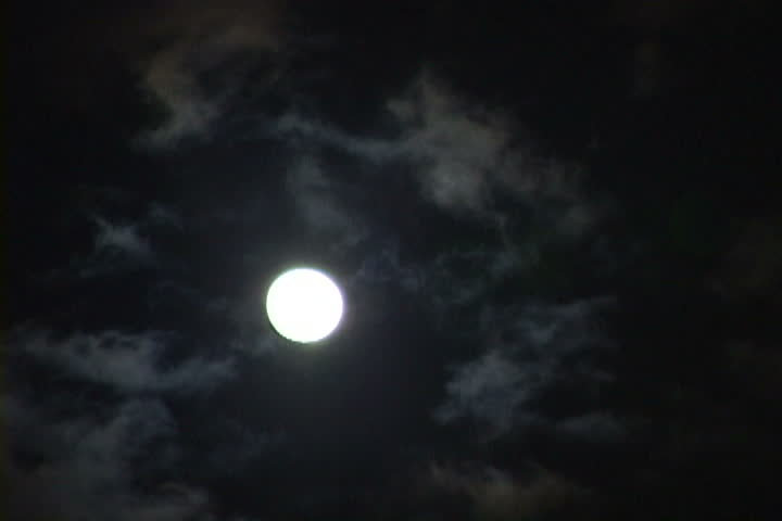Bright Full Moon with Passing clouds at Night in Real Time.