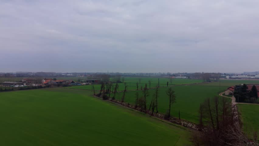 Agricultural Fields Near Paullo in Lombardy From Above