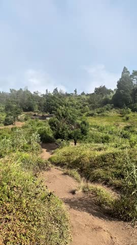 path in the mountain with clouds