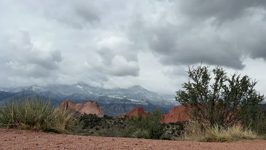 Garden of the Gods Timelapse of Billowing Clouds over Pikes Peak