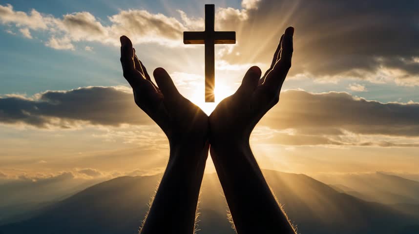 cross on the hill, christian background