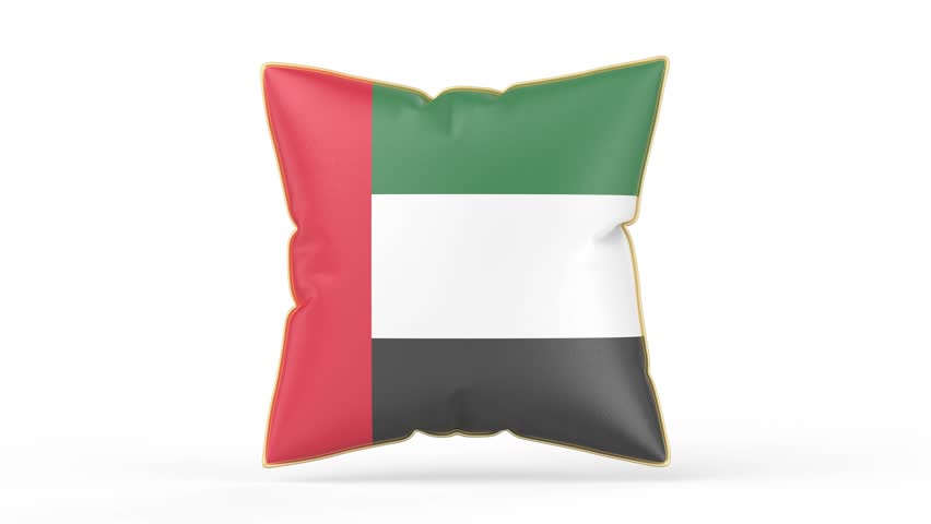 Pillow with the flag of the United Arab Emirates on white background