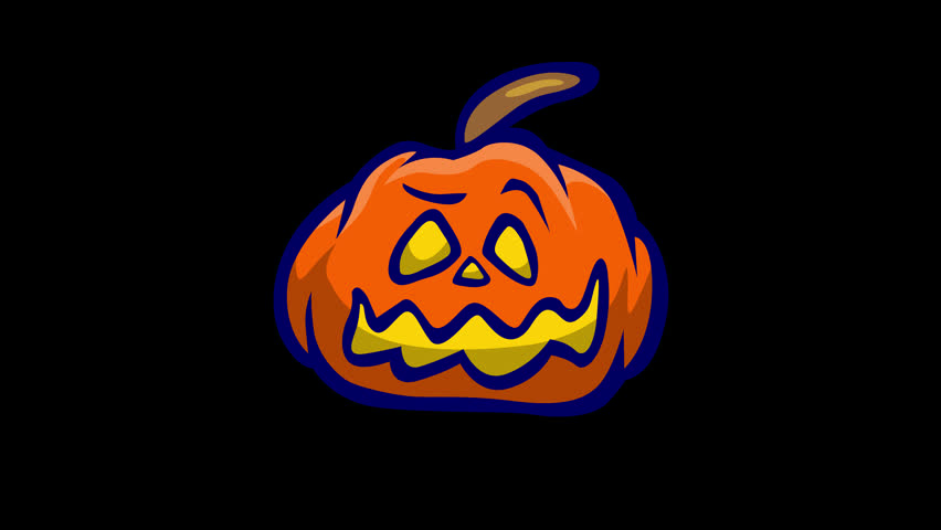 Cute cartoon Halloween jack-o-lantern pumpkin with a confused wavy mouth expression in a seamless loop animation, 4K resolution movie file isolated on transparent background with alpha channel.
