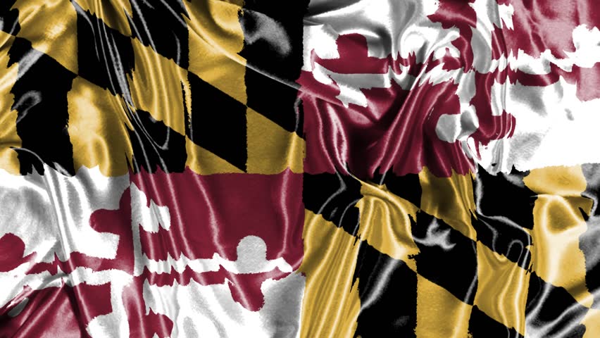 Waving detailed national US country state flag of Maryland