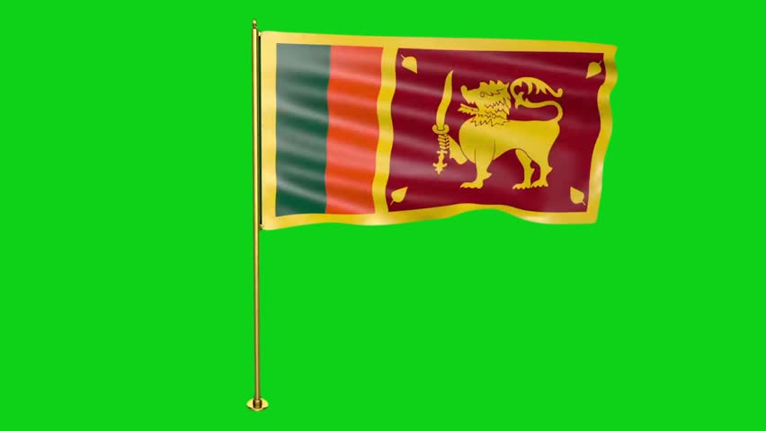 Animated Waving Sri Lanka National Flag on Green Screen Chroma Key Background, Realistic Sri Lankan Flag Motion Loop for Patriotism, Travel, News, Education and Video Editing