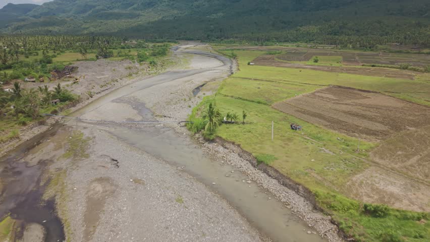 Damaged River Landscape In Saint Bernard, Southern Leyte, Philippines, After A Super Typhoon. Aerial Shot