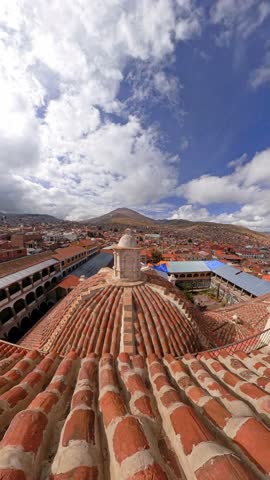 Cityscape of Potosi from a historic building rooftop, Bolivia Andes landscape