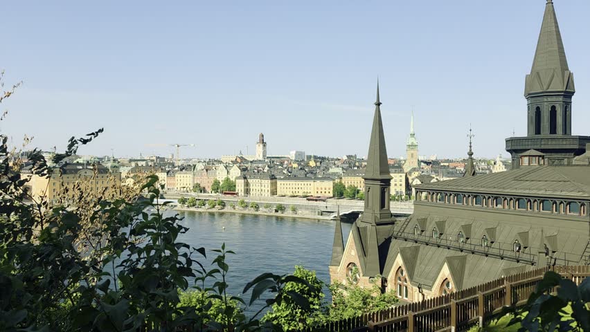 Central Stockholm, the capital of Scandinavia, seem from across the water, Sweden