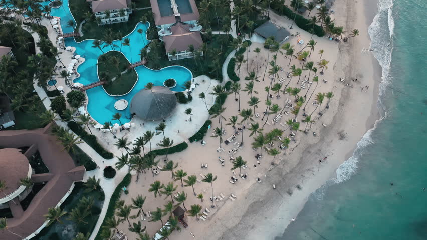 Punta Cana Dominican republic aerial view of resorts on beach
